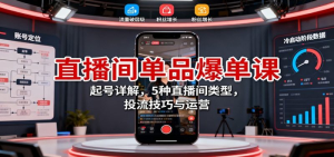 直播间单品爆单系列课：起号运营变现，5种直播间类型，25投流技巧与运营-欢迎访问本站